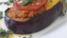Aubergine farcie au chorizo