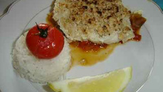 Pavé de bar en crôute de crumble au citron