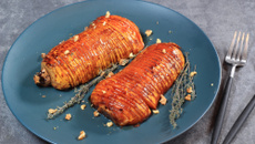 Courge Butternut rôtie au four façon hasselback