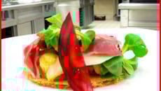 Tarte fine aux légumes rôtis, parmesan et jambon