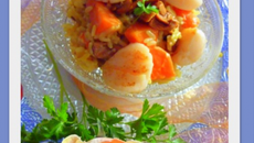 Risotto de courge, girolles et coquilles St Jacques