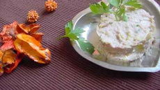 Rillettes de poireau et crabe au noix