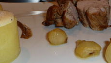 Mignon de Porc braisé au Vin de Noix et sa Réduction aux Lentilles, Dauphinois Destructuré