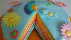 Rainbow cake à la mousse de chocolat blanc