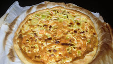 Tarte saumon sur lit de poireaux