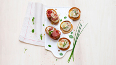 Toasts à la rillette de thon & Bruschettas tomate-mozzarella-jambon