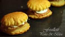 Feuilletés au chips de poire et crème fouettée au bleu