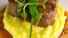 Parmentier de filet de lièvre à la royale aux 2 purées