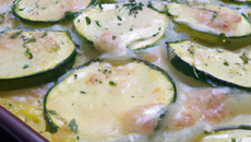Gratinée de courgettes chèvre-lard