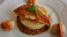 Filets de rouget barbet, mousse d'artichaut