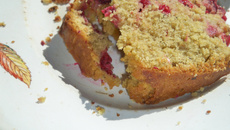Cake aux groseilles, framboises et noisette