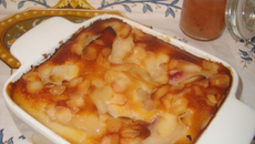 Gratin aux pêches & à la frangipane