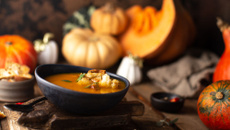 Soupe à la citrouille et ses croûtons maison