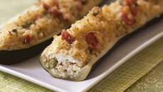 Courgettes farcies au boulghour et lardons