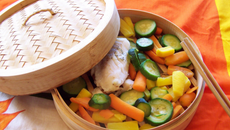 Dos de cabillaud vapeur et légumes croquants au beurre de basilic