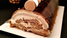 Bûche de Noël glacée au chocolat, vanille et speculoos