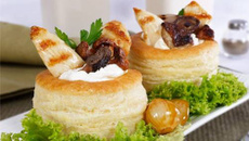 Vol au vent de poulet au Philadelphia et aux champignons