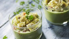 Gaspacho concombre et ravioles à poêler basilic