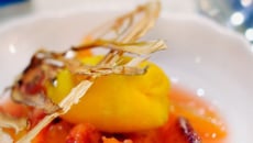 Nage d'oranges sanguines, sorbet fenouil safran