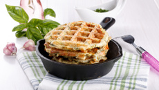 Gaufres aux courgettes, tomates et curry