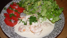 Salade de crevettes et sa sauce boursin