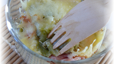 Gratin poireau chèvre et bacon