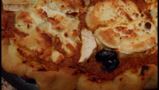 Pizza au chèvre sauce tomate aubergine-poivron