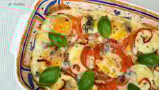 Gratin de tomates aux œufs durs, mozzarella et gorgonzola