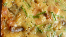 Cake aux saumon fumé, ciboulette, aubergine et tomate