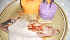 Faux filet, sauce champignons et duos de purées de pommes de terre