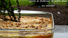 Gratin de courge butternut & patate douce aux noisettes