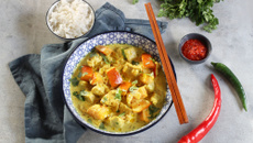 Curry de poulet et lait de coco au potimarron