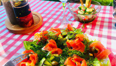 Saumon Gravlax à l'aneth Cueillette & Cuisine et salade de févettes