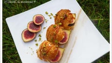 Eclair, crème légère au miel, figues fraîches et caramel au balsamique