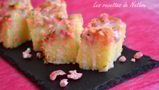 Brownies au chocolat blanc et pralines roses