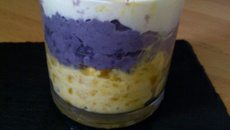 Verrine potimarron, vitelotte, camembert