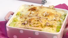 Gratin de poireaux au jambon cru et à la raclette Richemonts