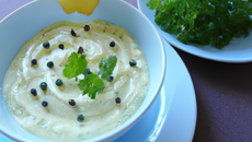 Crème de roquefort et mousse de poire