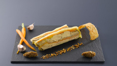 Terrine arlequin de foie gras à l'ail