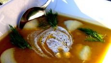 Velouté de patates douces, fenouils, pommes & coriandre