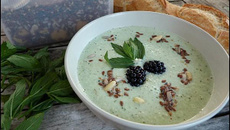 Soupe, velouté glacé au concombre comme un gaspacho