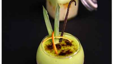 Petite verrine de riz au lait, clémentine et sabayon à la chartreuse