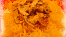 Pasta chorizo, mascarpone, champignons