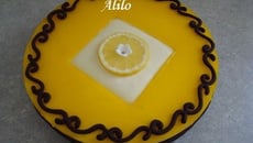 Bavarois au lemon curd et gélifié de citron sur palmiers