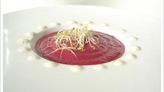 Purée de betteraves et sa crème de brebis à l'ail et fines herbes