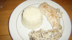 Escalope de dinde aux champignons flambés