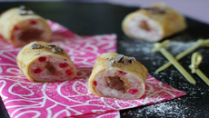 Makis de crêpes riz au lait framboise chocolat noir