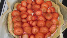 Tarte aux fraises, yaourt au citron et cannelle