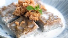 Po'e à la banane, coco caramélisé