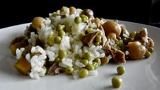 Risotto aux petits pois, champignons et au poulet... à la cocotte minute